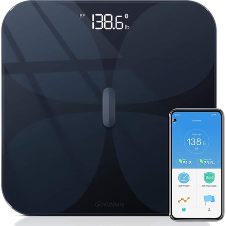 Bluetooth Scale for Weight and Body Fat - Glass Top Accurate Body Weight Scale with Rechargeable Battery - Measure and Track 10 Body Composition Factors for Optimal Health - BMI Scale