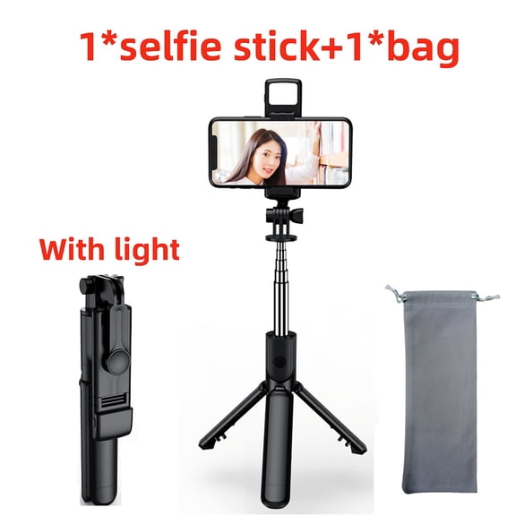 Bluetooth Selfie Stick Tripod Desktop Stand, Phone Holder, Wireless Remote Shutter, for iPhone Android, Option with Fill Light