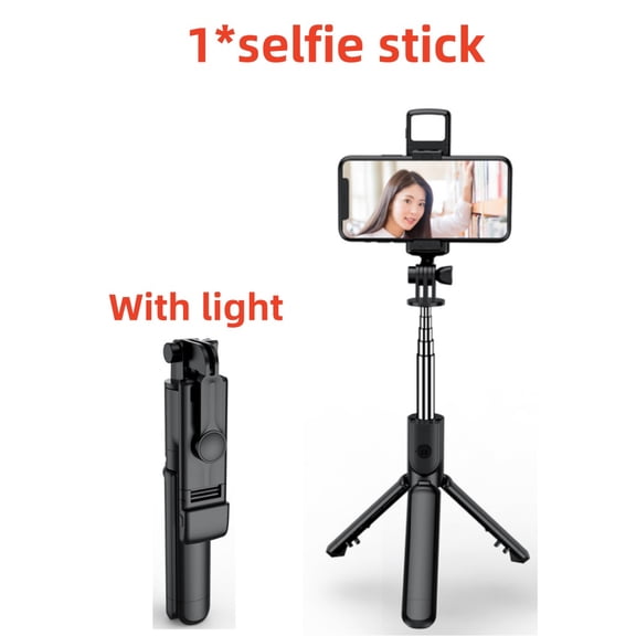 Bluetooth Selfie Stick Tripod Desktop Stand, Phone Holder, Wireless Remote Shutter, for iPhone Android, Option with Fill Light