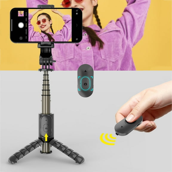 Bluetooth Selfie Stick Tripod with Wireless Remote & LED Light, Extendable Phone Stand for iPhone/Android, 3-Color Supplementary Light, Portable Travel Tripod, Foldable Design
