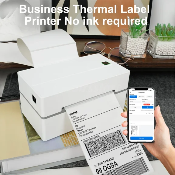 Bluetooth Shipping Label Printer 4x6 Thermal Label Printer White Completely New