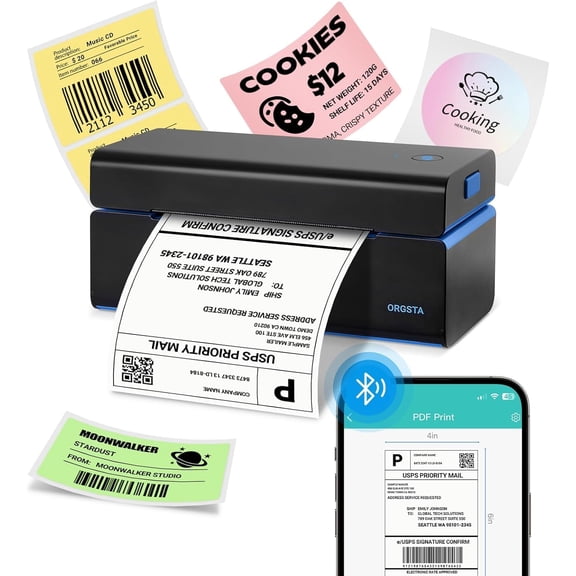 Bluetooth Shipping Label Printer T001-Plus Wireless 4x6 Thermal Label Printer for Small Business Support Android iPhone & Windows Widely Used for Amazon, Ebay, Shopify, Etsy, USPS
