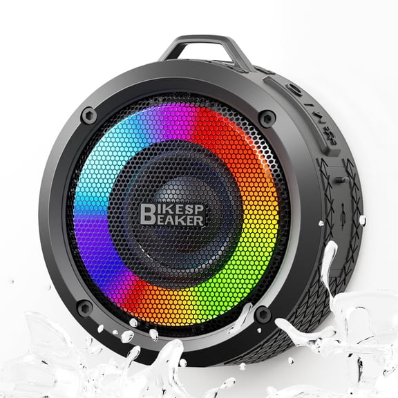 Bluetooth Shower Speaker with IPX7 Waterproof,Mini Portable Speaker with Suction Cup,Bluetooth 5.4 Speaker Hands-Free Calls,RGB LED Wireless Speaker Dual bass Driver,Outdoor Pool Beach Gifts,Black