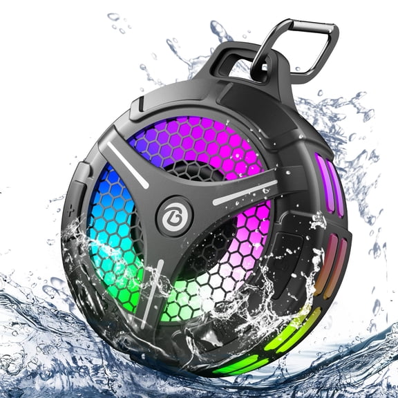 Bluetooth Shower Speaker, Suction Cup, Small Portable Wireless IPX7 Waterproof Outdoor Speakers, 15W Loud Stereo Sound Deep Bass, TWS Pairs, 6 Mode RGB Lights, All Ages Gift for Christmas