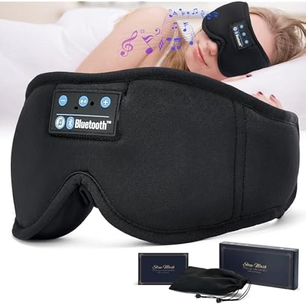Bluetooth Sleep Mask - 3D Wireless Music Eye Mask, Breathable Fabric for Men & Women, Sleeping Headphones for Side Sleepers, Ideal for Sleep, Travel, Naps, Meditation, with Adjustable Fit & Comfort