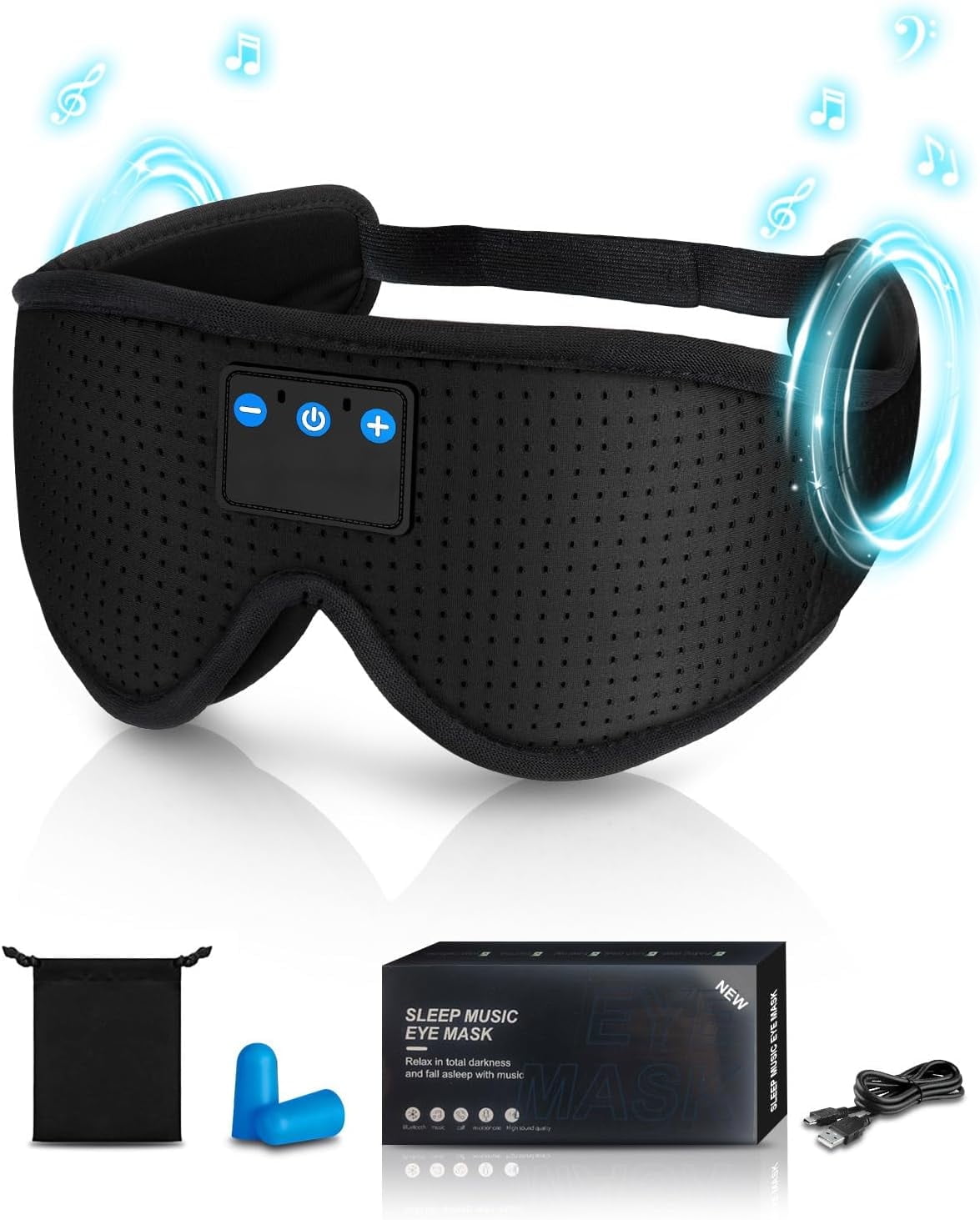 Bluetooth Sleep Mask Headphones,Blackout Sleepathy Sleep Mask Upgraded 3D Contoured Sleep Headphones Sleep Mask Gift Gadgets for Men & Women Great for Travel/Nap/Night Relaxation Black