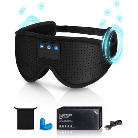 Bluetooth Sleep Mask Headphones,Blackout Sleepathy Sleep Mask Upgraded 3D Contoured Sleep Headphones Sleep Mask Gift Gadgets for Men & Women Great for Travel/Nap/Night Relaxation Black