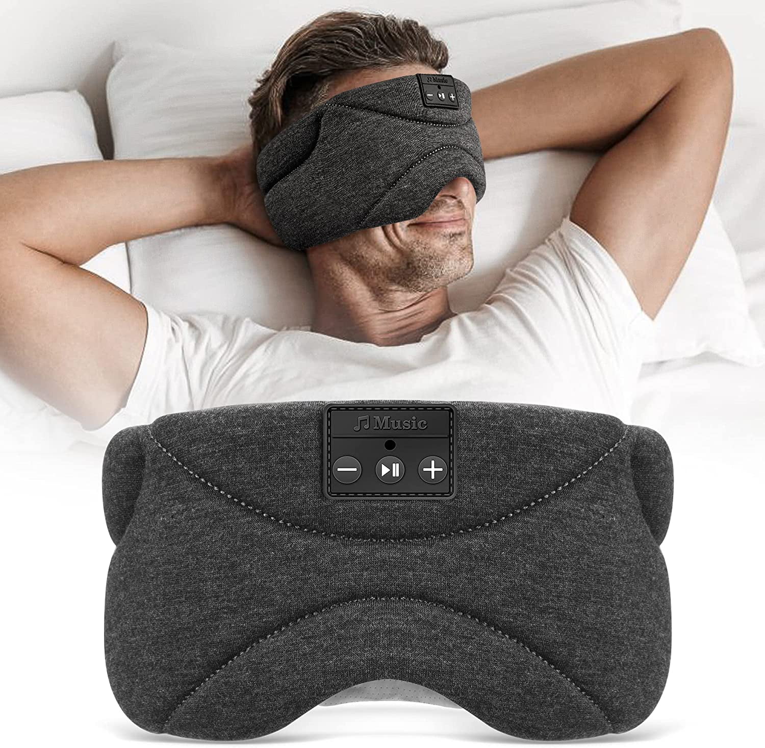 Bluetooth Sleep Mask with Headphones 24 White Noise Ice Feeling