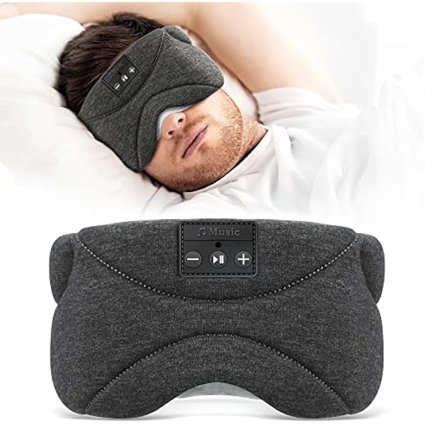 Bluetooth Sleep Mask with White Noise Blackout Light Ice-Feeling Extra Soft Modal Lining Sleep Eye Mask Ultra-Thin Sleeping Headphones (Black)