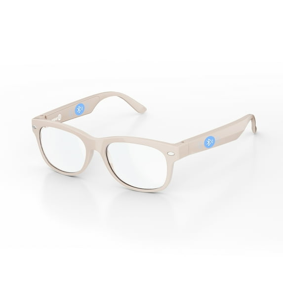 weariQ Smart Audio Glasses - 10H Playtime, HD UV Lenses & Hands-Free Calls IPX4 Water-Resistant (Chalky Grey with Clear Bluelight Lens)