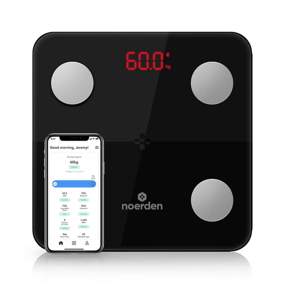 Bluetooth Smart Body Scale with 13 metrics USB rechargeable, Black
