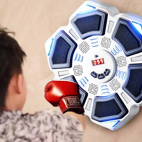 Bluetooth Smart Boxing Ball with LED Lights, Electronic Decompression Music Boxing Toy for Home Training, Interactive Punching Bag with Multi-layer Shock Absorption for Stress Relief & Fitness