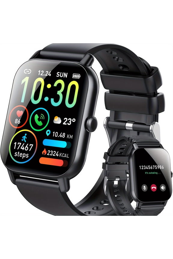 Bluetooth Smart Fitness Watch for Men & Women, 1.8" HD Touchscreen, Call Function, Sleep Monitor, 112 Sports Modes, Android & iOS Compatible