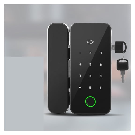 Bluetooth Smart Glass Door Biometric Fingerprint Lock IC Card Code Remote Control Phone App Office Electric Lock Sliding Opener ,Easy to Use