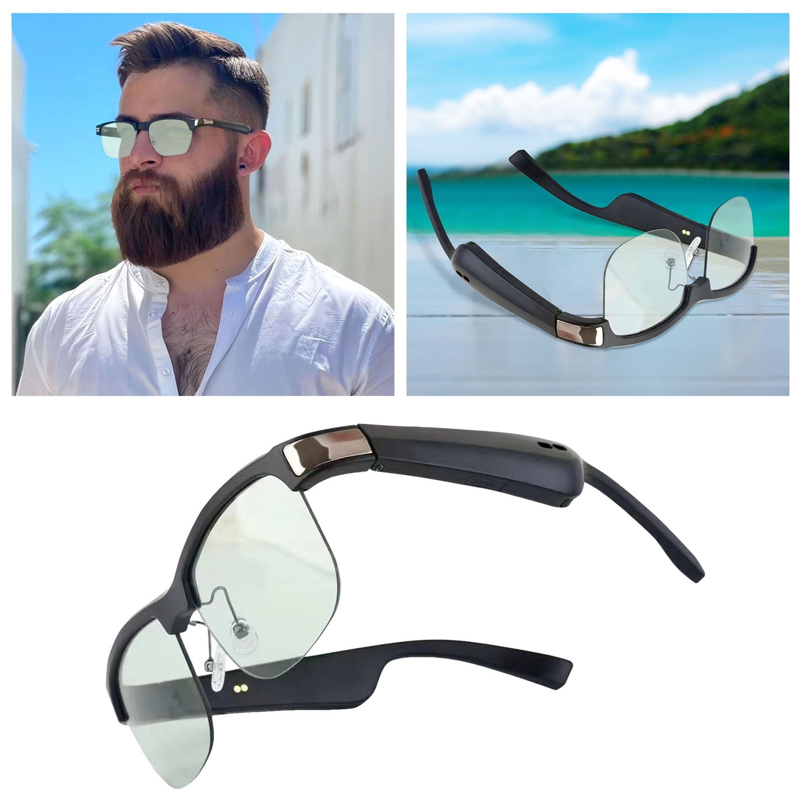 Bluetooth Smart Glasses - Photochromic Blue Light Blocking Sunglasses ...