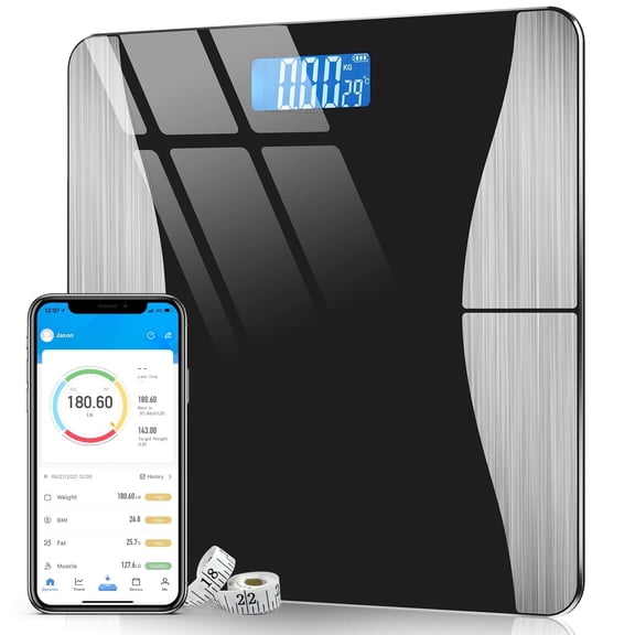 Bluetooth Smart Scale, Body Fat Digital Scale and Body Weight Composition BMI Smart Scale, Wireless Bathroom Digital Scale,Tracks 17 Body Metrics with Smartphone App