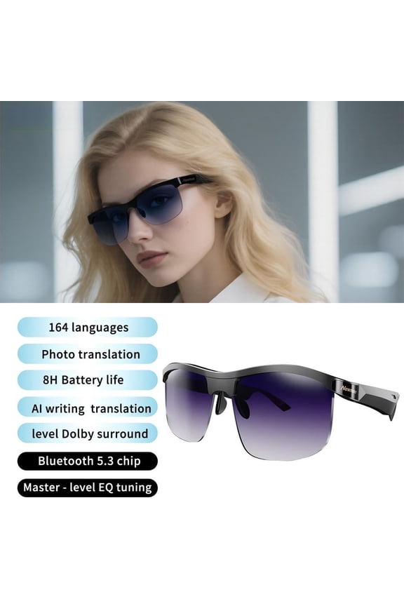 Bluetooth Smart Sunglasses for Cycling Real-Time Translator Built-in Music & Hands-Free Calls Polarized Lens 8HR Battery Safe Riding for Men Women Outdoor Sports Running Hiking