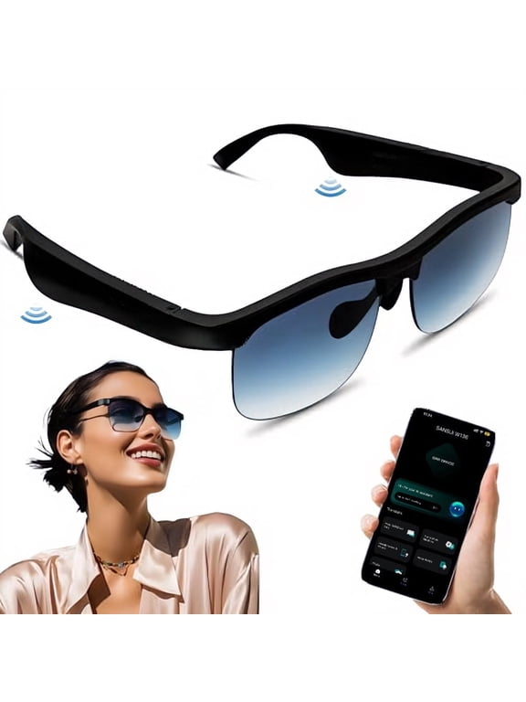 Unisex Bluetooth Smart Sunglasses with Polarized Lenses, Black, One Size