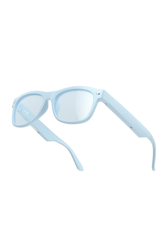 WeariQ Bluetooth Smart Glasses – Dusty Blue Audio Sunglasses – Blue Polarized Lenses, Open-Ear Speaker, 10-Hour Playtime, Hands-Free Calls, Voice Assistant