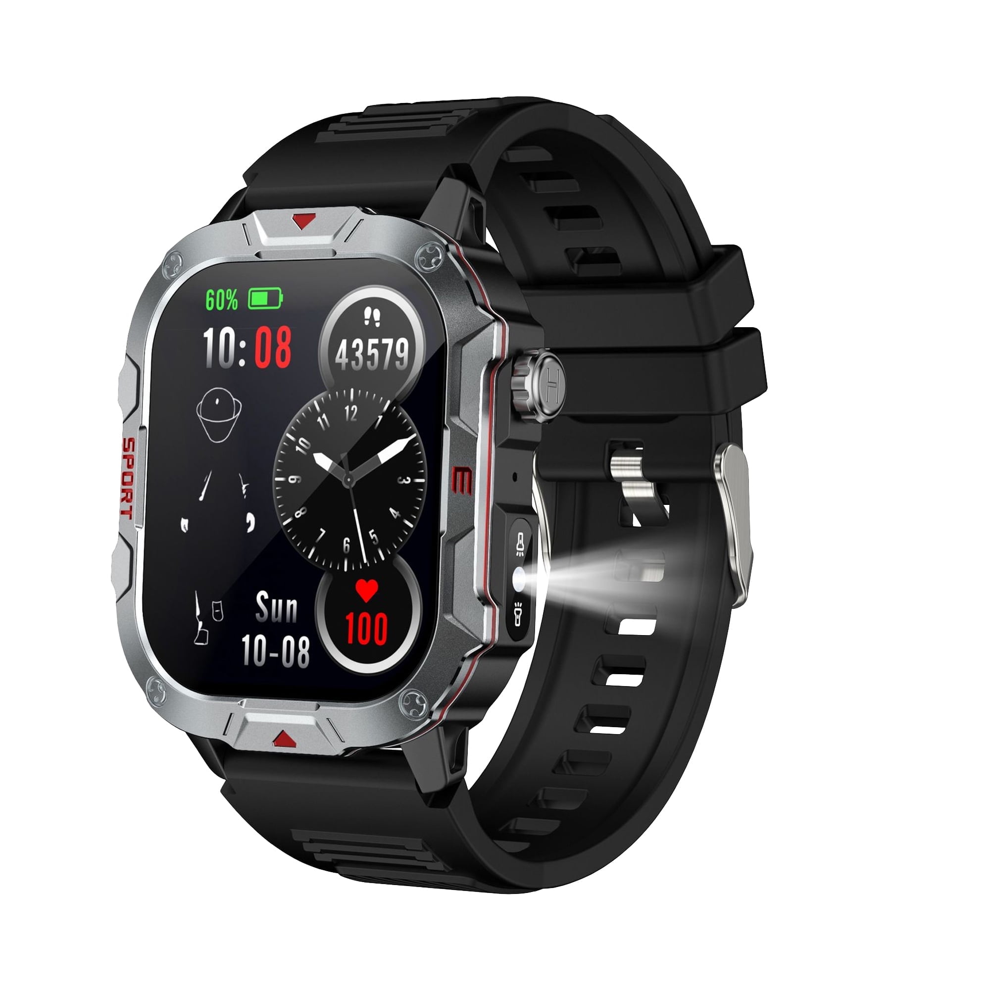 Bluetooth Smart Watch fits for Android & IOS Devices, 2.19 inch HD Touchsreen, Silicone watch Band, Answer/Calling/Message/Sports Modes/Music/Timing, Smart Watch for Men Women, Black