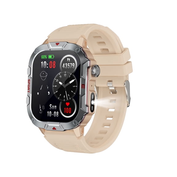 Bluetooth Smart Watch fits for Android & IOS Devices, 2.19 inch HD Touchsreen, Silicone watch Band, Answer/Calling/Message/Sports Modes/Music/Timing, Smart Watch for Men Women, Glod