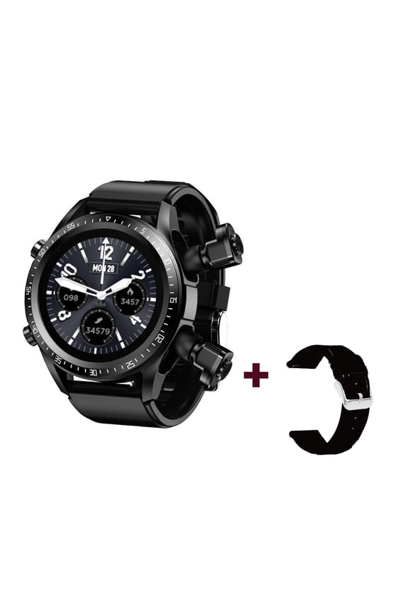 Bluetooth Smart Watch with Earbuds, Round Fitness Watch with Pedometer, Calories, Sleep Monitor, Stress Monitor for IOS and Android, Smart Watch