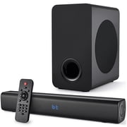 Bluetooth Sound Bar Speaker System for Smart TV with Subwoofer, 2.1 Channel Home Theater Audio, HDMI ARC/Optical/AUX/USB Connections, Wireless TV Speaker for PC Gaming and Movies, 3 EQ Modes, Black