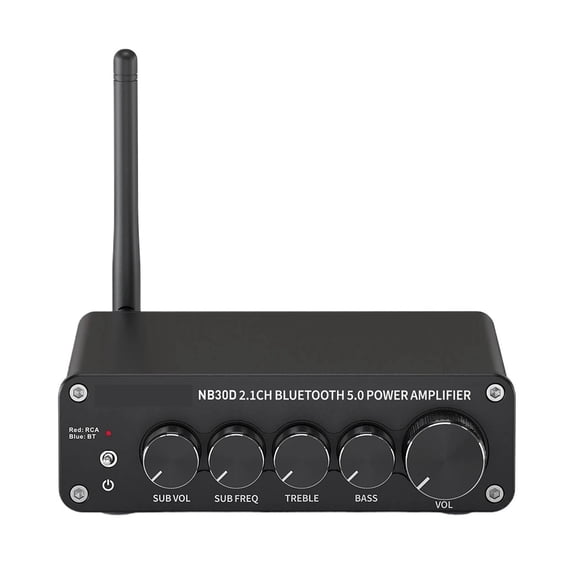 Bluetooth Sound Power Amplifier 2.1 Channel Bass & Treble Control Amp Subwoofer 100W + 50W X2