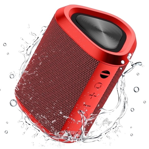 Hoey Portable Bluetooth Speaker,IPX7 Waterproof Outdoor Speaker with 24Hr Playtime,Red
