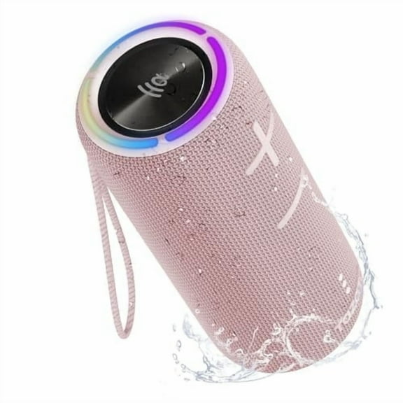 TAZATA 30W Portable Wireless Speaker with TWS, IPX7 Waterproof, 8H Playtime, LED Lights,Pink Gifts