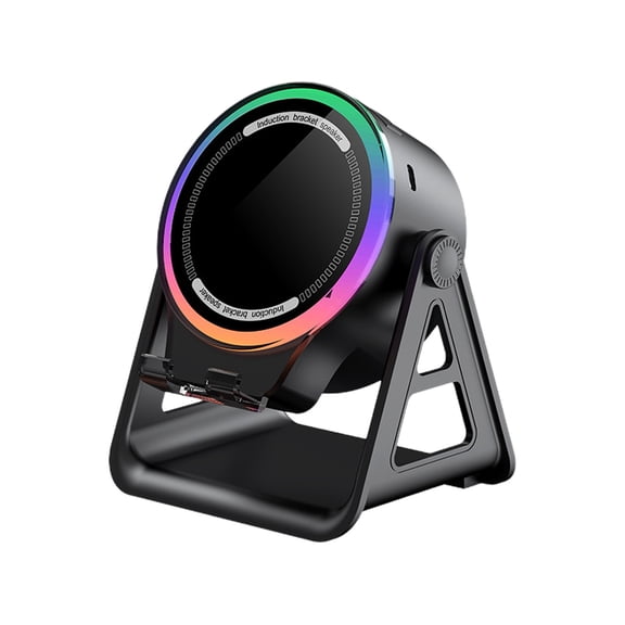 Bluetooth Speaker, 4-in-1 Wireless Induction Speaker & RGB Light Stand Multi-Functional Phone Stand Instant-Connect Stereo Sound, 360° Adjustable Holder for iPhone/android/iPad/Samsung