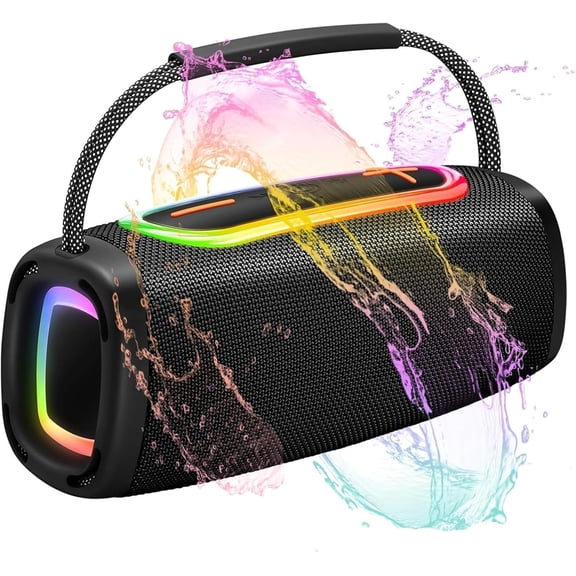 Bluetooth Speaker 6000mAh, 36H Playtime BT5.4 Portable Wireless Speaker with Loud Stereo Sound, IP6 Waterproof, 24W Portable Speaker with RGB Multi-Color Rhythm Lights for Outdoor/Home/Party as Gift