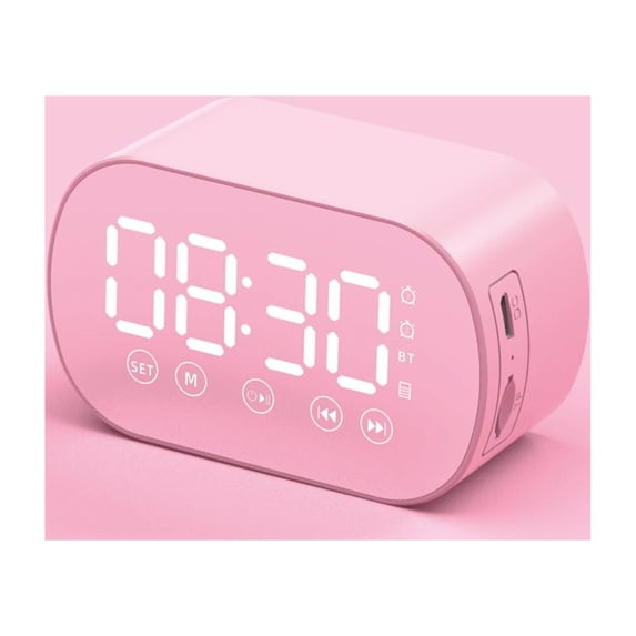 Bluetooth Speaker Alarm Clock, Gaqring Wireless FM Radio Portable Mirror LED Display, Dual Alarm Bluetooth 5.0 Mini Speaker for Bedroom Home Decor Gifts