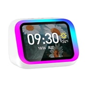 Bluetooth Speaker Alarm Clock - Large Screen Display, FM Radio, Hands-Free Call, Custom Wallpaper, 2000mAh Battery
