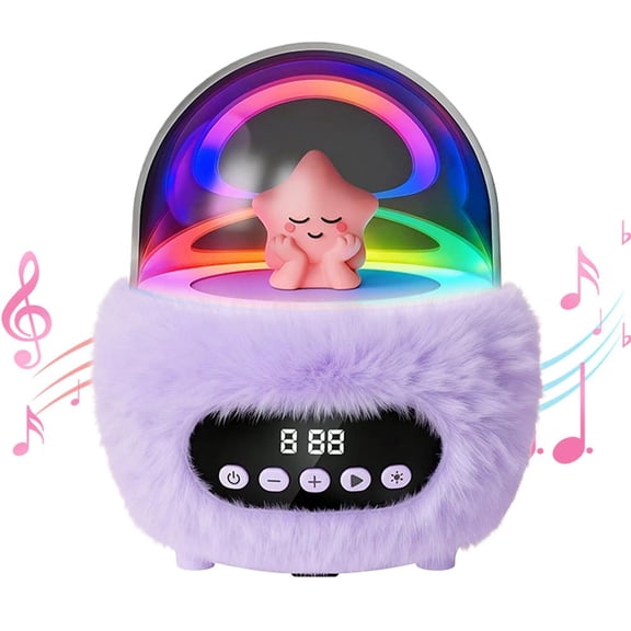Bluetooth Speaker with Alarm Clock & Night Light, 4-in-1 Plush Wireless Speaker with 360 Stereo Sound,5W Full-Range Stereo Bass,TF Card Support, Cute Star Design for Kids Bedroom Desktop
