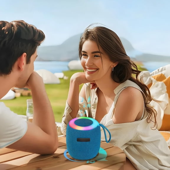 Bluetooth Speaker with Bass, Portable Mini Speaker with Loud Volume, Wireless Speaker for Home Outdoor Car, Compact Bluetooth Audio with RGB Lights （Blue）
