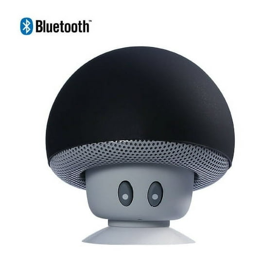 Bluetooth Speaker Black. Mini Portable Mushroom Design Speaker, With Bottom Sucker Function. Wireless-Auto Pairing With All Bluetooth Devices. Built In Mic.