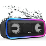 Bluetooth Speaker, DOSS SoundBox Pro+ Wireless Speaker with 24W Stereo Sound, Punchy Bass, IPX6 Waterproof, 15Hrs Playtime, Wireless Stereo Pairing, Multi-Colors Lights, Speaker for Home,Outdoor-Black