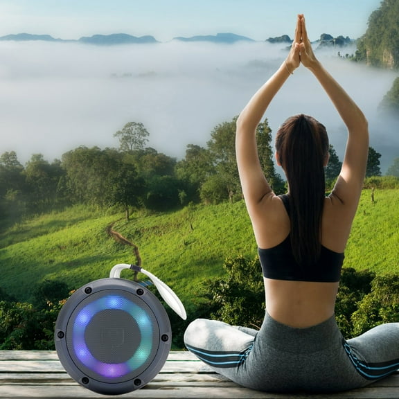 Bluetooth Speaker, Gaqring Colorful Light Portable Outdoor Speaker, Luminous Bluetooth 5.0 Wireless Speaker with Long Battery Life and HiFi Sound, Gray