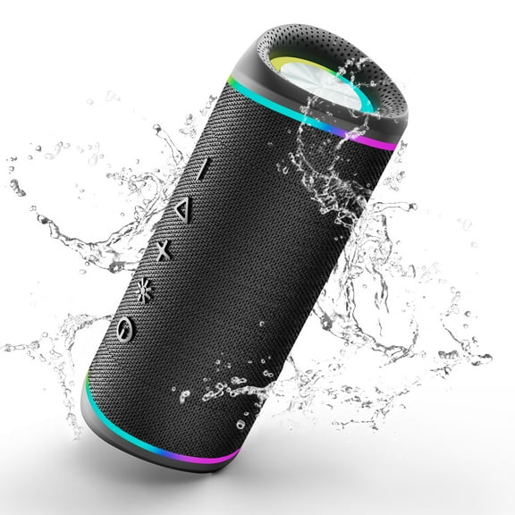 Bluetooth Speaker with HD Sound, Portable Wireless, IPX5 Waterproof, Up to 20H Playtime, TWS Pairing, Bluetooth 5.3, for Home, Party, Beach, Outdoor, Electronic Gadgets, Birthday Gift (Black)