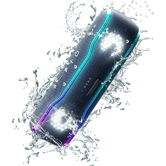 Bluetooth Speaker IPX7 Waterproof Wireless Speaker with Color Flash Super Bass 25W, 24 Hours Playtime 30 Meters Bluetooth Range Pairing (Black)