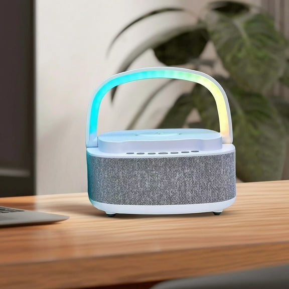 Bluetooth Speaker with Lights,Wireless Charging Speaker,LED Colorful Music Audio Atmosphere Clock,Wireless Charger Stand RGB Music Lamp,Color Changing Modern Bluetooth Lamp