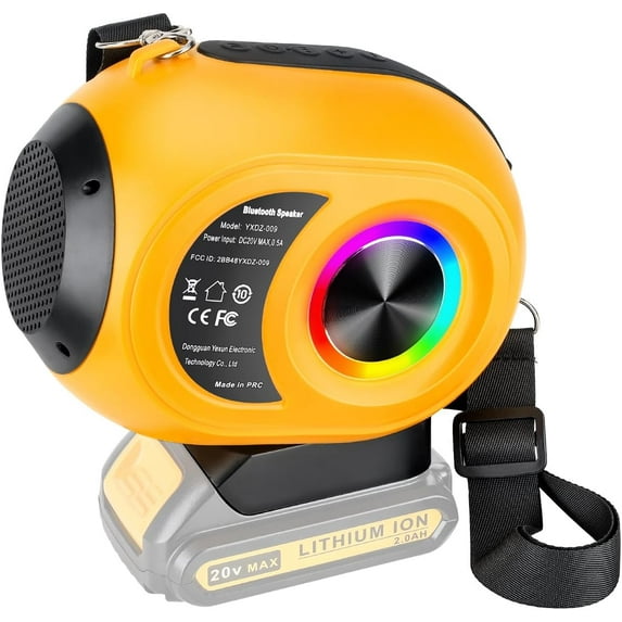 Bluetooth Speaker For Makita/Dewalt/Milwaukee/Bosch/Ryoby Craftsman 20v 18v Battery,Wireless Speaker with HD Sound, TWS Pairing, Bluetooth 5.3, for Jobsites/Home/Party/Outdoor/Beach/Gift