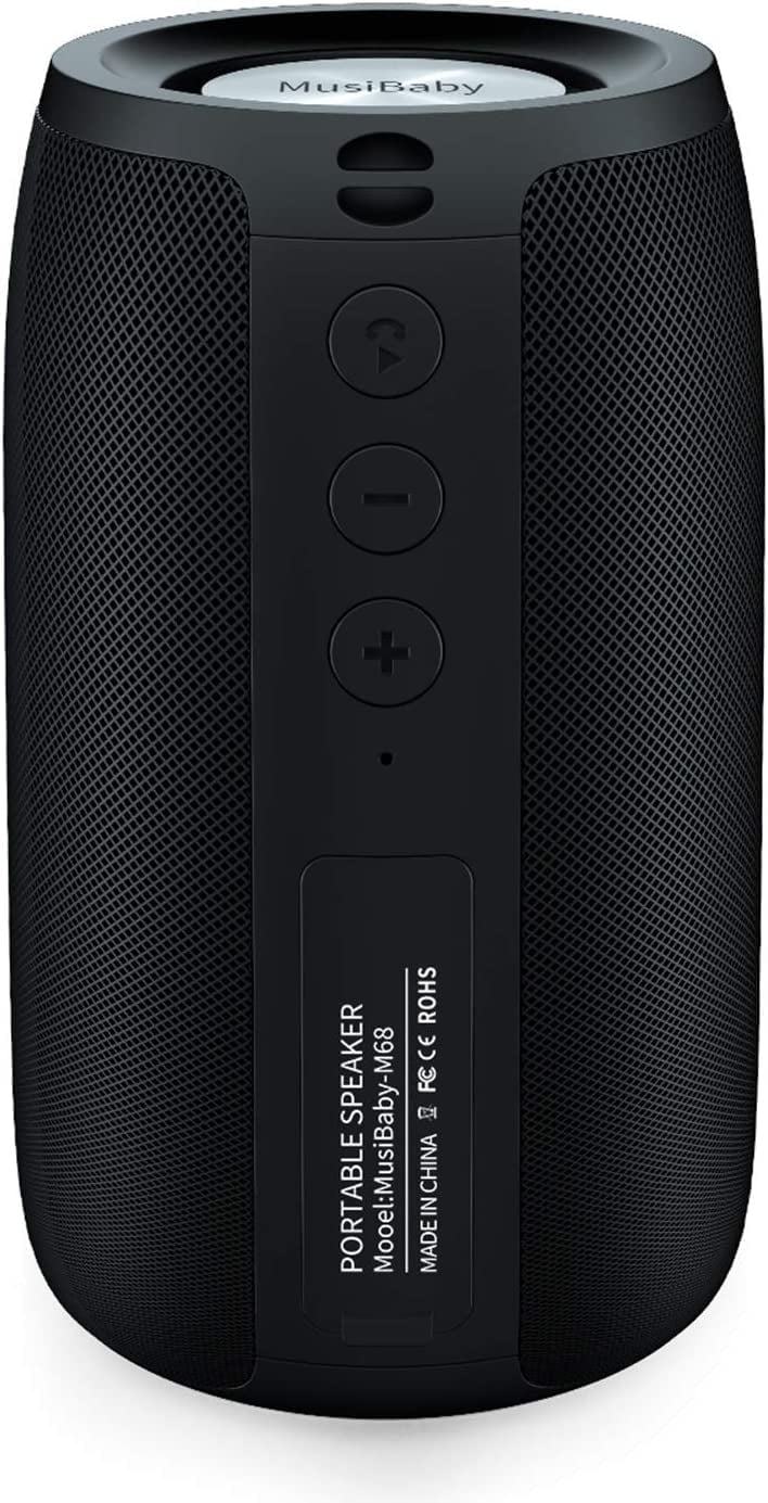 MusiBaby M68 Bluetooth Portable Speaker, Black,Wireless Speaker for Home,Sports speaker,Shower Speaker,Radio speaker