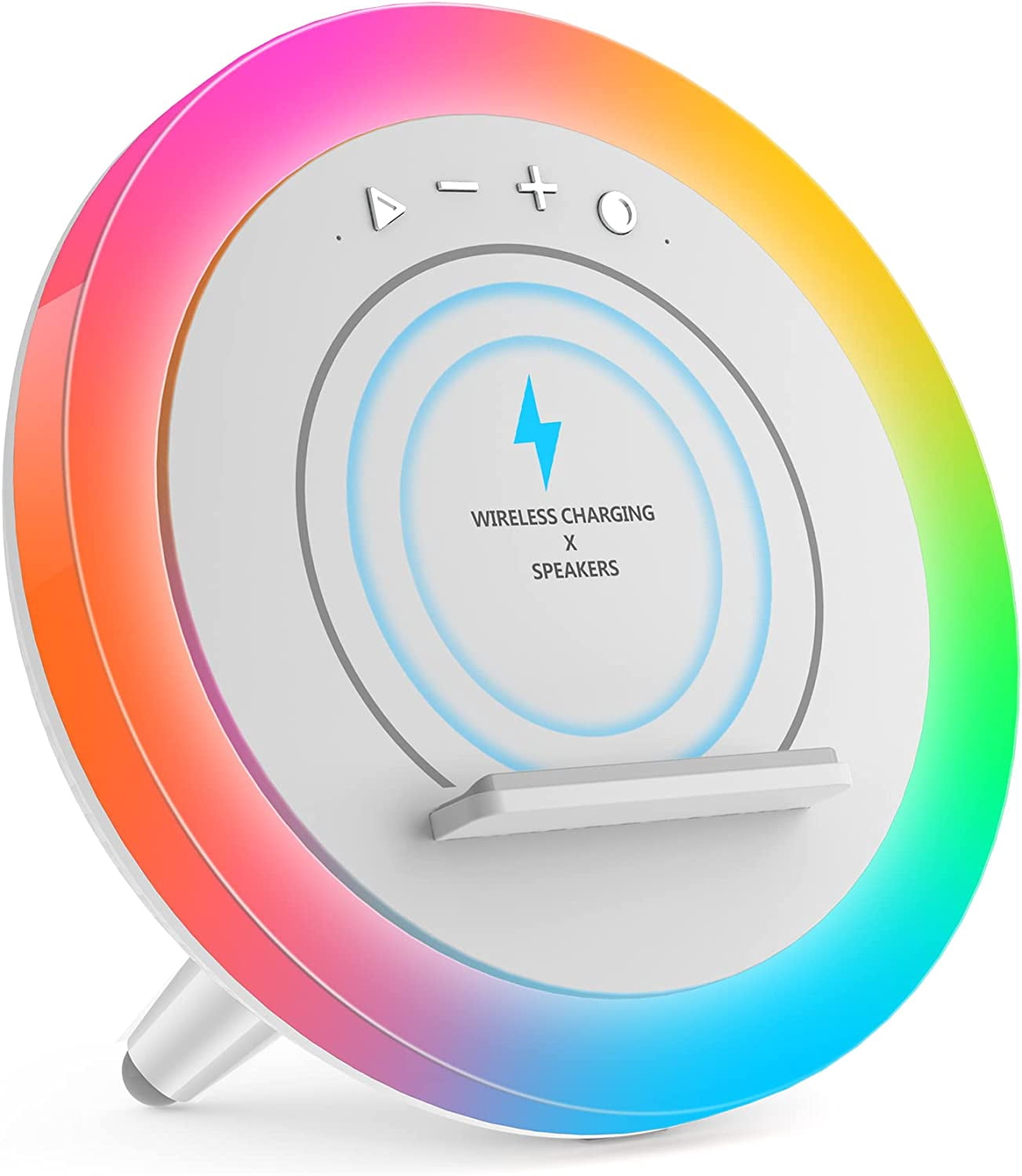 Bluetooth Speaker Night Lights, Wireless Charging Kids Speaker, Color Changing Modern Bluetooth Lamp,Teenage Boys Girls Gifts Ideas (15W Wireless Charging)