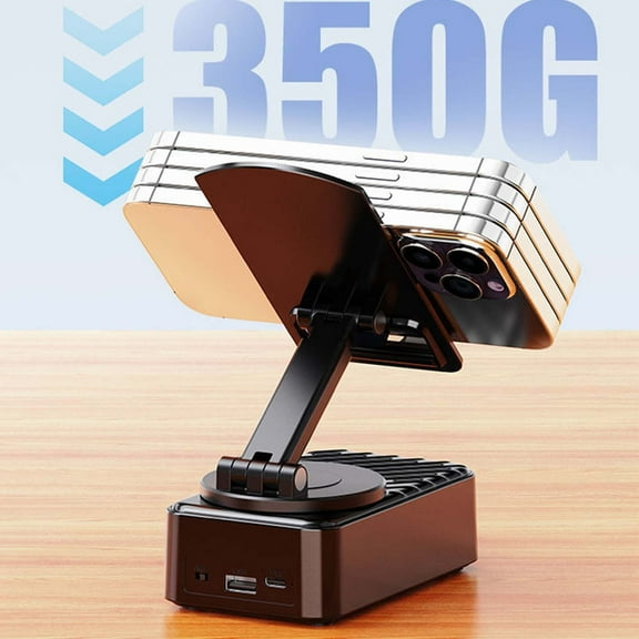 Bluetooth Speaker Phone Stand with Power Bank Foldable, Adjustable Height & 360 Rotation Multi-Function Desk Stand for Cell Phones & Tablets ABS + Aluminum Alloy
