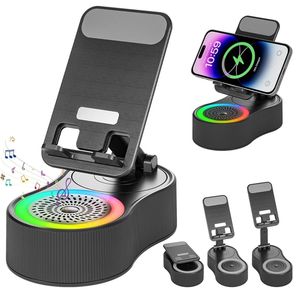 Bluetooth Speaker Phone Stand with RGB Light, Bluetooth 5.3, Foldable Holder, 1PC