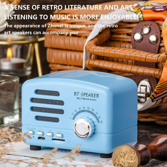 Bluetooth Speaker - Portable Vintage Style FM Radio, Hands-Free Calls, 5Hrs Playtimes, 1200mAh Battery, for Indoor Outdoor Travel and Home Decor