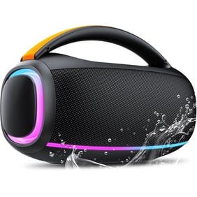 Outdoor Bluetooth Speaker, 80W Loud Speaker with Bass, Speakers Bluetooth Wireless with 24H Long Battery Life, IPX7 Waterproof, Speakers for Pool Beach Party, Portable Speaker with TWS (Black)