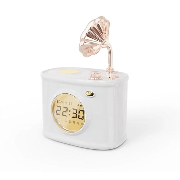 Bluetooth Speaker Retro Clock Alarm Clock Calendar with Display Desktop Home Decor Creatives Gift Small Speaker A